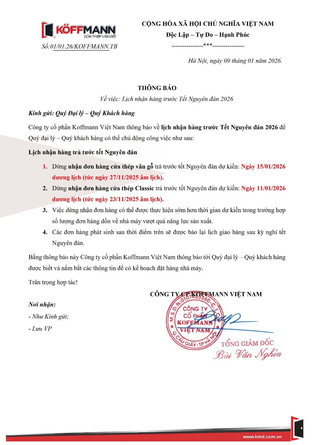thong bao ve lich nhan hang truoc tet nguyen dan 2026