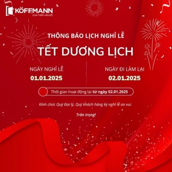 KOFFMANN THÔNG BÁO LỊCH NGHỈ TẾT DƯƠNG LỊCH 2025