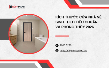 Kích thước cửa nhà vệ sinh theo tiêu chuẩn và phong thủy 2026