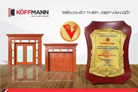 [baoxaydung.com.vn] Cửa thép vân gỗ Koffmann đạt Top 2 “Hàng Việt Nam được người tiêu dùng yêu thích năm 2021”