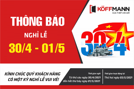 KOFFMANN - Thông báo lịch nghỉ lễ 30/4 - 1/5