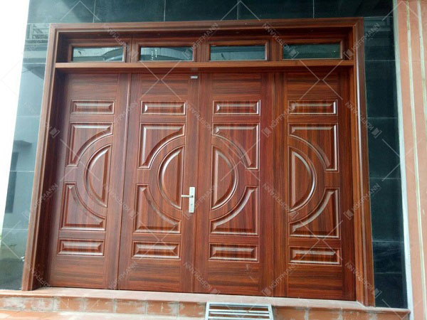 Cửa sắt sơn tĩnh điện giả gỗ tại Hà Nội, Tp.HCM