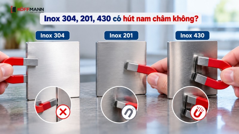 inox 304 201 430 co hut nam cham khong