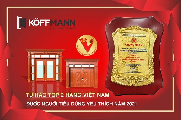 [hanoimoi.com.vn] Cửa thép vân gỗ Koffmann được tôn vinh 'Hàng Việt Nam được người tiêu dùng yêu thích' năm 2021