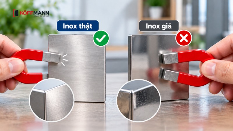 nam cham co phan biet duoc inox that va gia khong