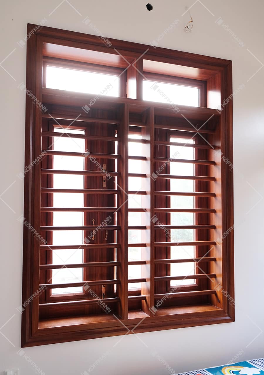 Mẫu song cửa sổ đẹp được yêu thích nhất 2023 - Song cửa sổ thép vân gỗ